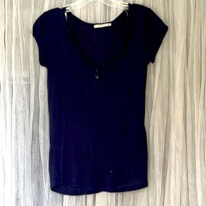 ⭐️ Active USA blue Henley button up shirt sleeve top women size S